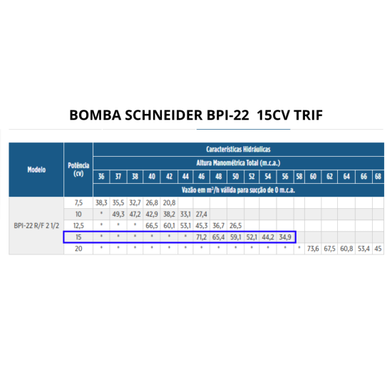 BOMBA SCHNEIDER 15CV TRIF BPI-22R